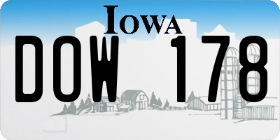 IA license plate DOW178