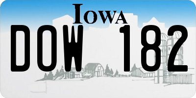 IA license plate DOW182