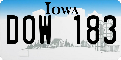 IA license plate DOW183