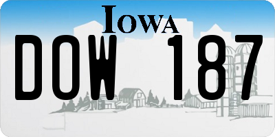 IA license plate DOW187