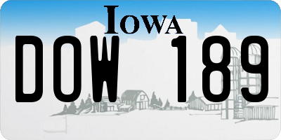 IA license plate DOW189