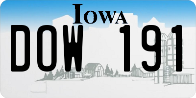 IA license plate DOW191