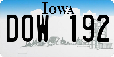 IA license plate DOW192