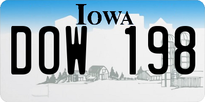 IA license plate DOW198