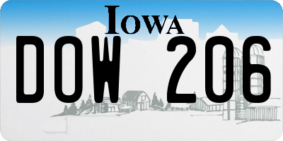 IA license plate DOW206