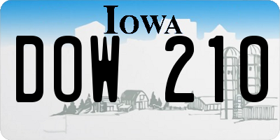IA license plate DOW210