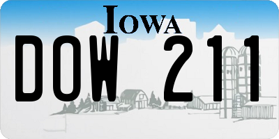 IA license plate DOW211