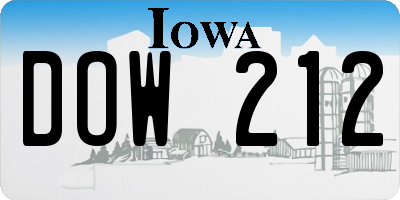 IA license plate DOW212