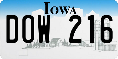 IA license plate DOW216