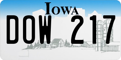 IA license plate DOW217