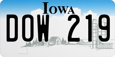 IA license plate DOW219