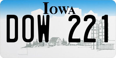 IA license plate DOW221
