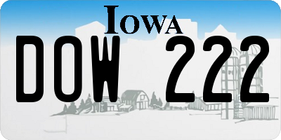 IA license plate DOW222