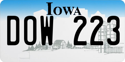 IA license plate DOW223