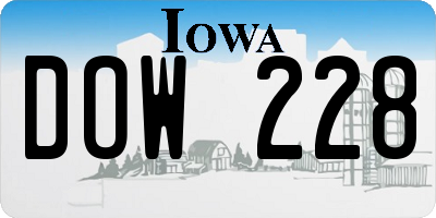 IA license plate DOW228
