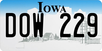 IA license plate DOW229