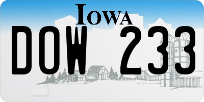 IA license plate DOW233