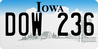 IA license plate DOW236