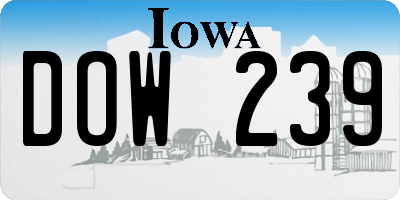 IA license plate DOW239