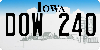 IA license plate DOW240