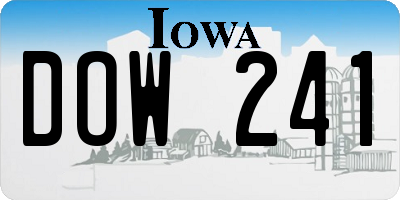 IA license plate DOW241