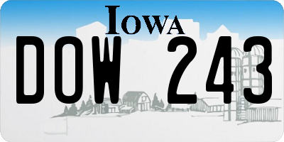IA license plate DOW243