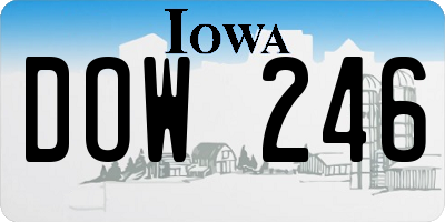 IA license plate DOW246