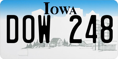 IA license plate DOW248