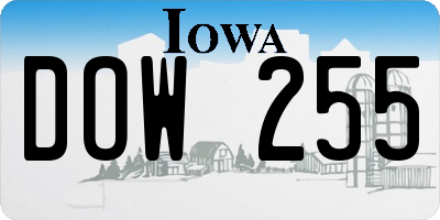 IA license plate DOW255