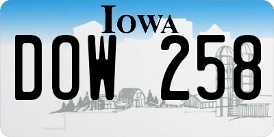 IA license plate DOW258