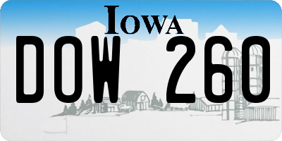 IA license plate DOW260