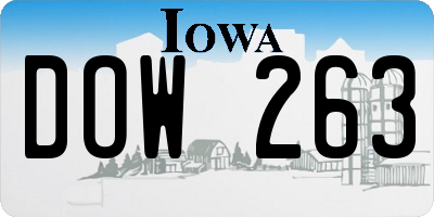 IA license plate DOW263