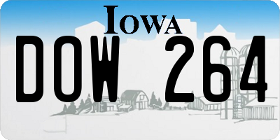 IA license plate DOW264