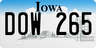IA license plate DOW265