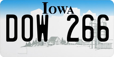 IA license plate DOW266