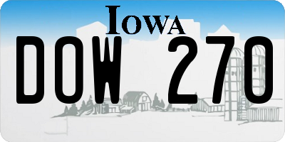IA license plate DOW270