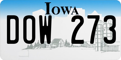 IA license plate DOW273