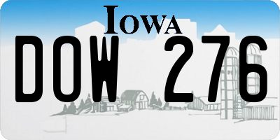 IA license plate DOW276