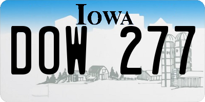 IA license plate DOW277