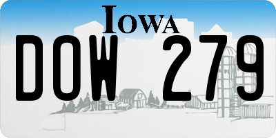 IA license plate DOW279