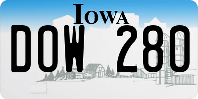 IA license plate DOW280