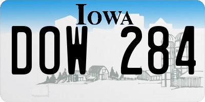 IA license plate DOW284