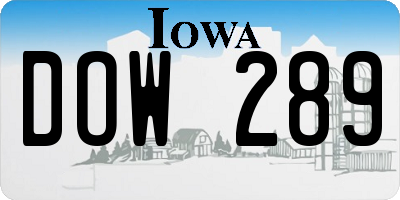 IA license plate DOW289