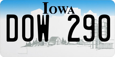 IA license plate DOW290