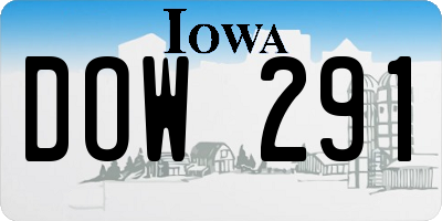 IA license plate DOW291
