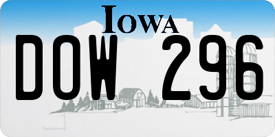 IA license plate DOW296