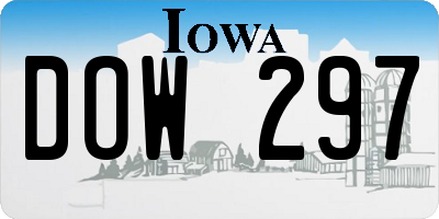 IA license plate DOW297