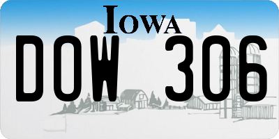 IA license plate DOW306