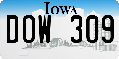 IA license plate DOW309