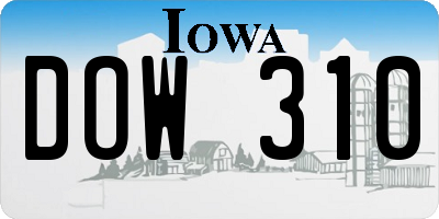 IA license plate DOW310